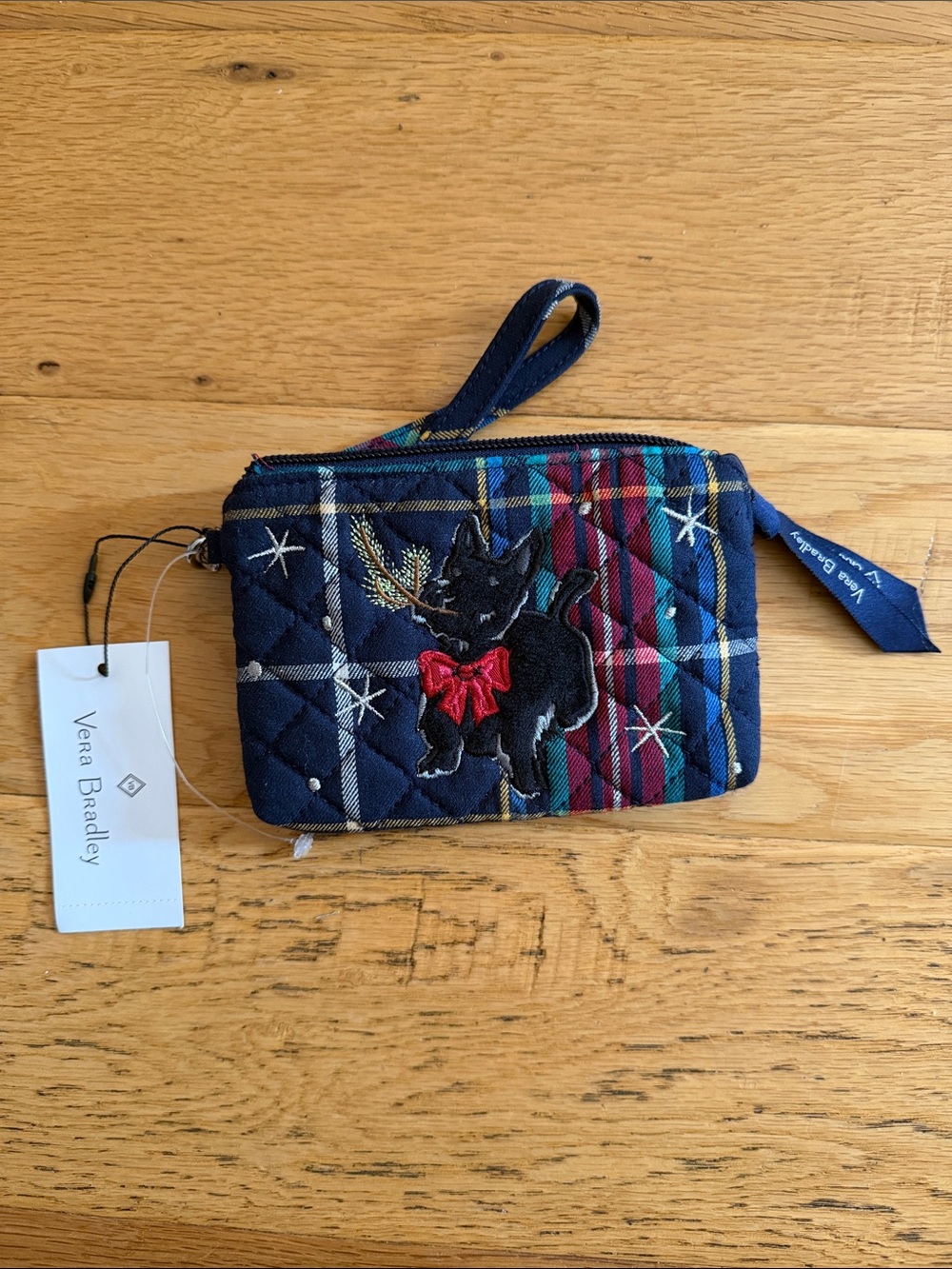 NWT - VERA BRADLEY - Quilted Wristlet Card Holder with Scottie Dog and Red Bow